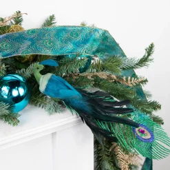Northlight Animals>12" Teal And Green Peacock With Jewel Clip-On Christmas Ornament