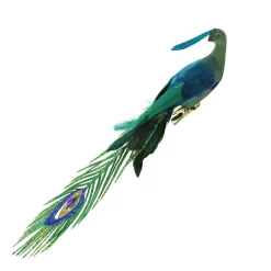 Northlight Animals>12" Teal And Green Peacock With Jewel Clip-On Christmas Ornament