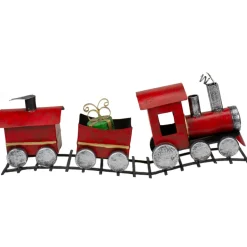 Trains*Northlight 15" Three Car Red And Silver Metal Train Christmas Decoration