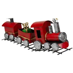 Trains*Northlight 15" Three Car Red And Silver Metal Train Christmas Decoration