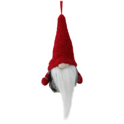 Northlight Santa Claus>6" Tiny Gray And Red Striped Faux Fur Christmas Santa Gnome Ornament
