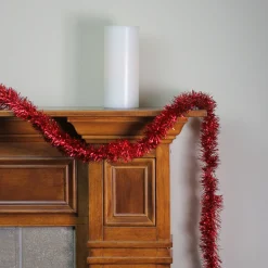 Unlit Garland*Northlight 12' Traditional Red Christmas Tinsel Garland - Unlit