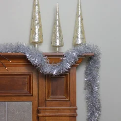 Unlit Garland*Northlight 50' Traditional Shiny Silver 6 Ply Christmas Foil Tinsel Garland - Unlit