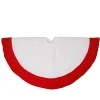 48 Inch And Smaller*Northlight 26" Traditional White Velveteen Christmas Tree Skirt With Red Trim
