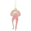 Northlight Animals>4.75" Transparent Pink Jellyfish Glass Christmas Ornament