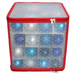Northlight Ornament Storage>12.5" Transparent Zip Up Christmas Storage Box - Holds 64 Ornaments