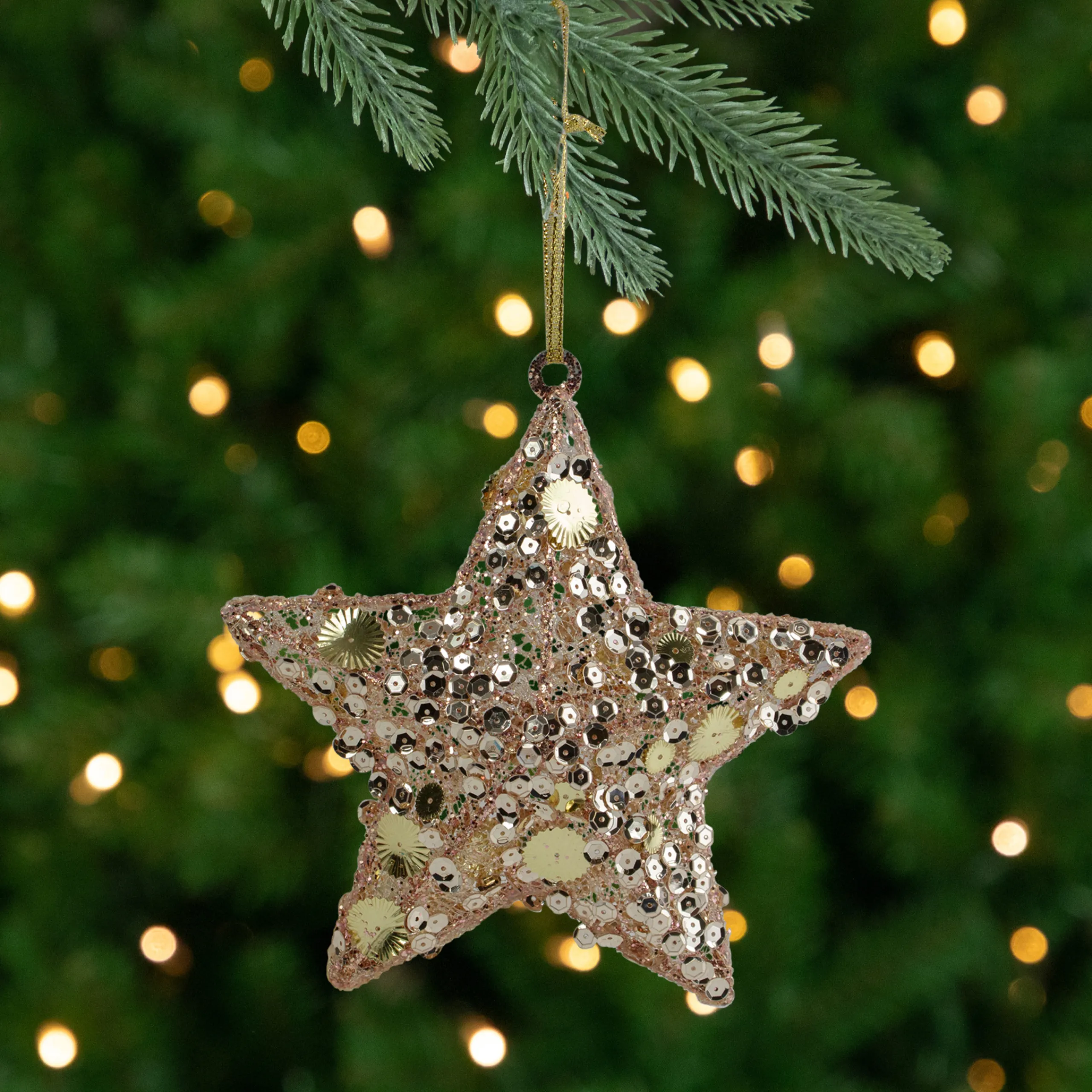 Northlight Stars>6" Tri-Color Gold Star Shaped Christmas Ornament