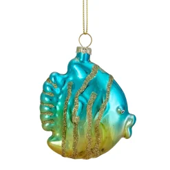Northlight Animals>3" Turquoise And Gold Glass Fish Christmas Ornament