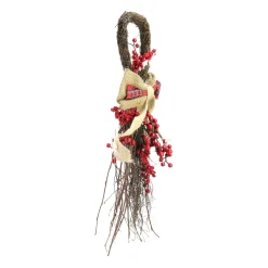 Unlit Teardrops*Northlight 24" Twig And Red Berries Artificial Christmas Teardrop Swag - Unlit
