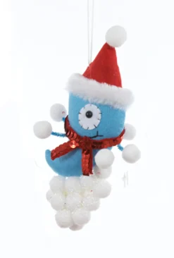 Kurt Adler Fantasy & Sci Fi>9" Ugly Cuties "Stan" The Blue Alien Plush Animal Christmas Ornament