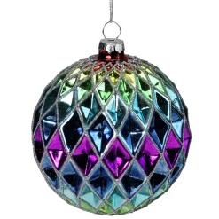 Northlight Glass Balls>3.75" Vibrantly Colored 2-Finish Harlequin Glass Christmas Ball Ornament