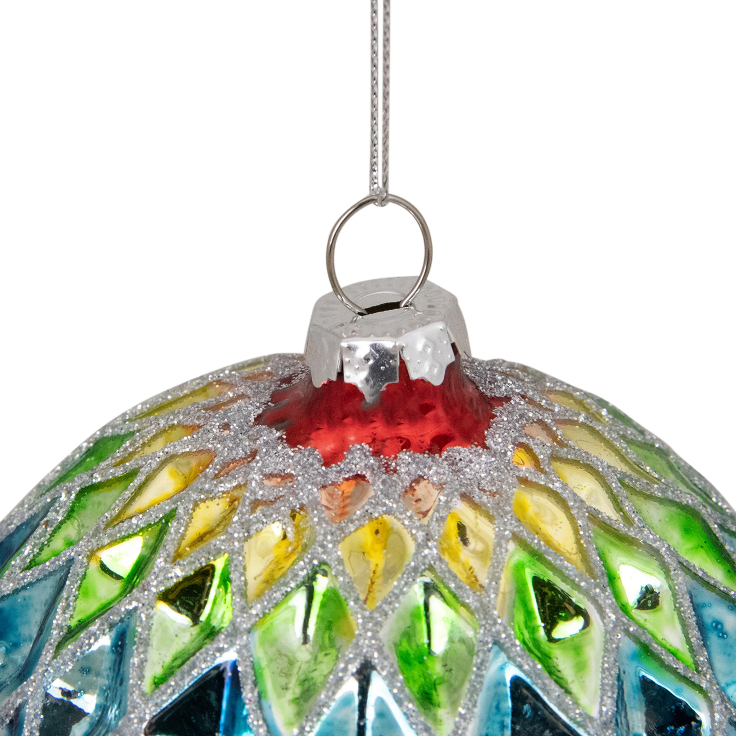 Northlight Glass Balls>3.75" Vibrantly Colored 2-Finish Harlequin Glass Christmas Ball Ornament