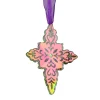 Roman Nativity & Religious>4.75" Vibrantly Colored Fumed Etched Glass Cross Christmas Ornament