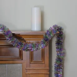 Unlit Garland*Northlight 12' Vibrantly Colored Rainbow Christmas Tinsel Garland - Unlit