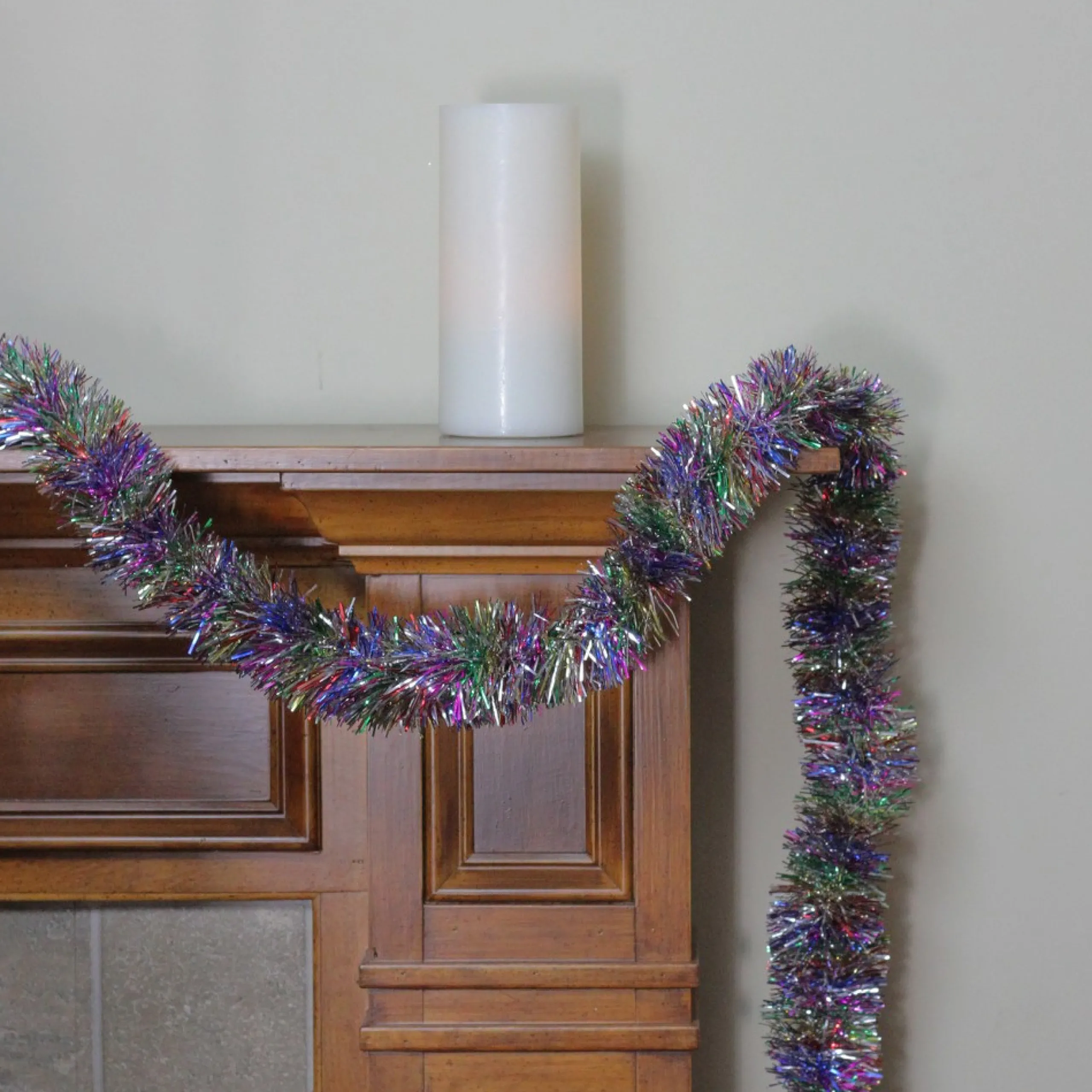 Unlit Garland*Northlight 12' Vibrantly Colored Rainbow Christmas Tinsel Garland - Unlit