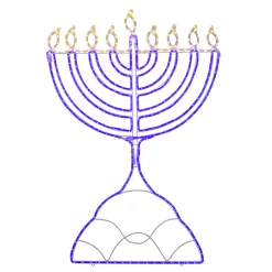 Northlight 54" Warm White And Blue Led Menorah Rope Light