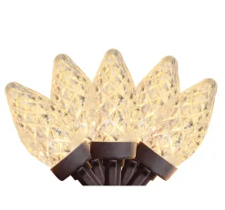 Northlight 100 Warm White Led Faceted C7 Christmas Lights - 66 Ft Brown Wire