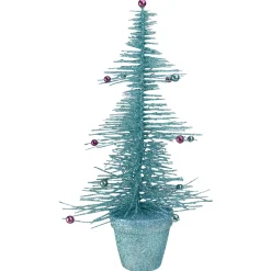 Allstate 2.5 Feet Tall And Smaller>16" Whimsical Turquoise Glittered Spike Table Tree - Unlit