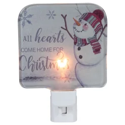 Northlight 4" White All Hearts Come Home For Christmas Glass Night Light