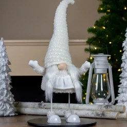 Gnomes*Northlight 24.5" White And Beige Sparkling Serena Christmas Gnome