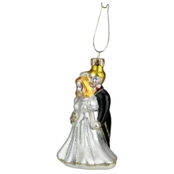 GKI/Bethlehem Lighting Wedding & Anniversary>4" White And Black Glittered Bride With Groom Glass Christmas Ornament