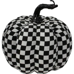Northlight 6.5" White And Black Plaid Fall Harvest Tabletop Pumpkin