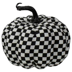 Northlight 6.5" White And Black Plaid Fall Harvest Tabletop Pumpkin