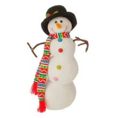 Plush Figures*Raz 21" White And Black Posable Christmas Snowman Decor