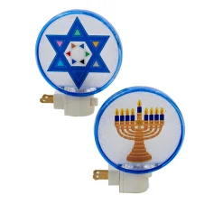 Kurt Adler 5" White And Blue Beaded Hanukkah Menorah Festive Night Light