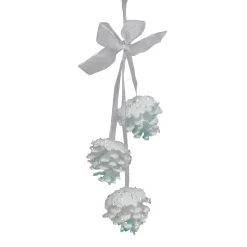 Kurt Adler Pine Cones>10.5" White And Blue Embellished With Glitter Dangling Pinecone Christmas Ornament