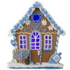 Kurt Adler 8" White And Blue Festive Hanukkah Gingerbread Led House Tabletop Decor