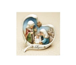 Nativities*Roman 5.5" White And Blue Nativity Scene Angel Wings Christmas Tabletop Decor
