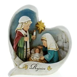 Nativities*Roman 5.5" White And Blue Nativity Scene Angel Wings Christmas Tabletop Decor