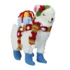Plush Figures*Raz 8.5" White And Blue Plush Llama With Holly Plant Christmas Tabletop Figure