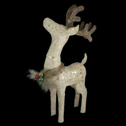 Outdoor Decorations*Northlight 37" White And Brown Lighted Sparkling Standing Reindeer Outdoor Christmas Decor