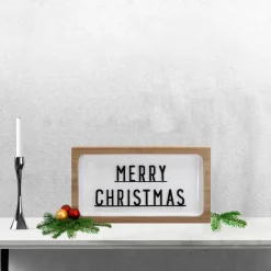 Signs & Plaques*Northlight 13" White And Brown "Merry Christmas" 3D Wooden Christmas Wall Or Tabletop Decor