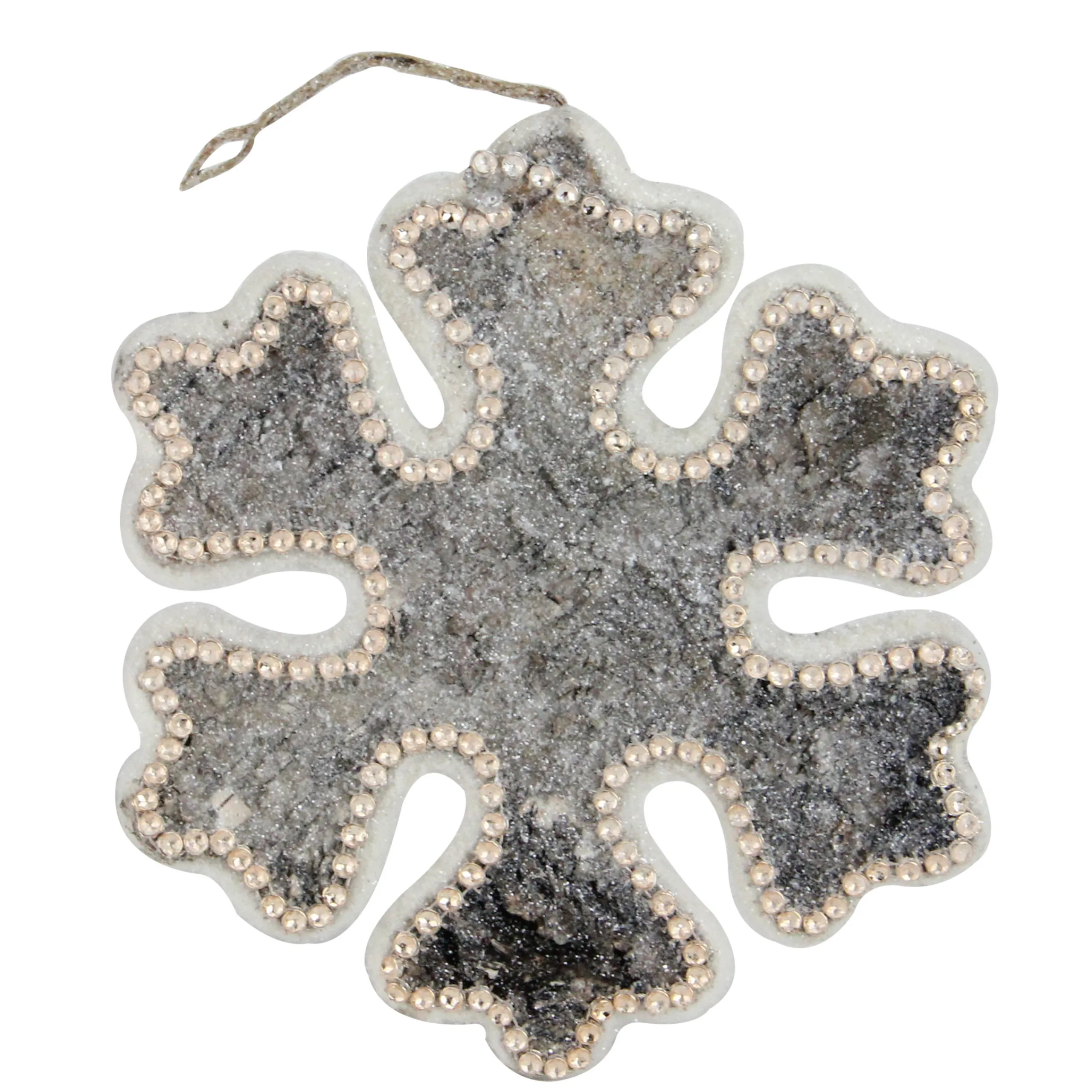 Northlight Snowflakes>8" White And Brown Rustic Embellished Christmas Snowflake Ornament