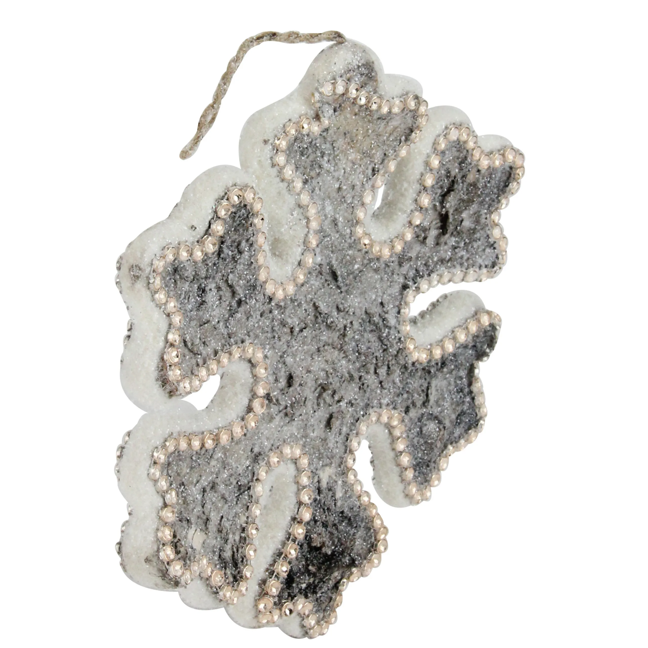 Northlight Snowflakes>8" White And Brown Rustic Embellished Christmas Snowflake Ornament