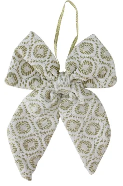 Bows*Northlight 5.75" White And Gold Small Double Loop Bow Christmas Decor