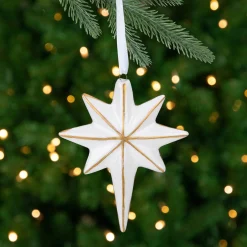 Northlight Stars>4" White And Gold Star Hanging Christmas Ornament