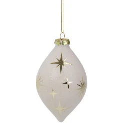 Northlight Stars>5" White And Gold Star Patterned Christmas Ornament