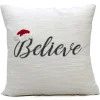 Pillows & Throws*Contemporary Home Living 20" White And Gray Christmas "Believe" Throw Pillow With Santa Hat