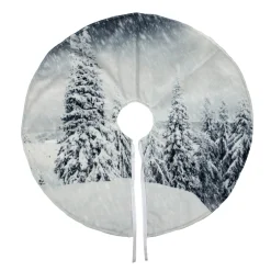 48 Inch And Smaller*Northlight 23" White And Gray Snowy Woodland Scene Mini Christmas Tree Skirt
