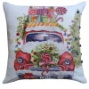 Pillows & Throws*Contemporary Home Living 20" White And Green Christmas Car With Gifts Embroidered Throw Pillow