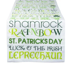 Contemporary Home Living 72" White And Green Rectangular Printed St. Patrick's Day Table Runner
