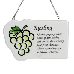 Midwest Food & Beverage>4" White And Green Riesling Wine Grape Plaque Ceramic Christmas Ornament