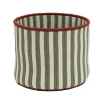 Decoration Storage*Colonial Mills 14" White And Green Vertical Striped Braided Round Christmas Storage Basket