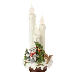 Raz 14" White And Green Wilderness Animals C7 Flame Tipped Christmas Candle Lamp