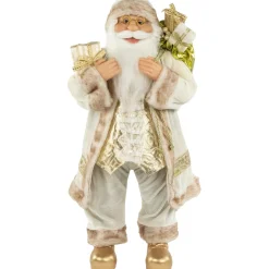 Santa Figures*Northlight 24" White And Ivory Santa Claus With Gift Bag Christmas Figure