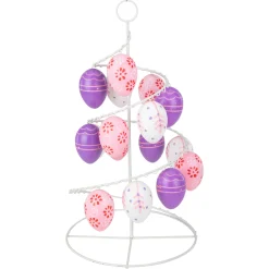 Northlight 14.25" White And Purple Floral Cut Out Easter Egg Tree